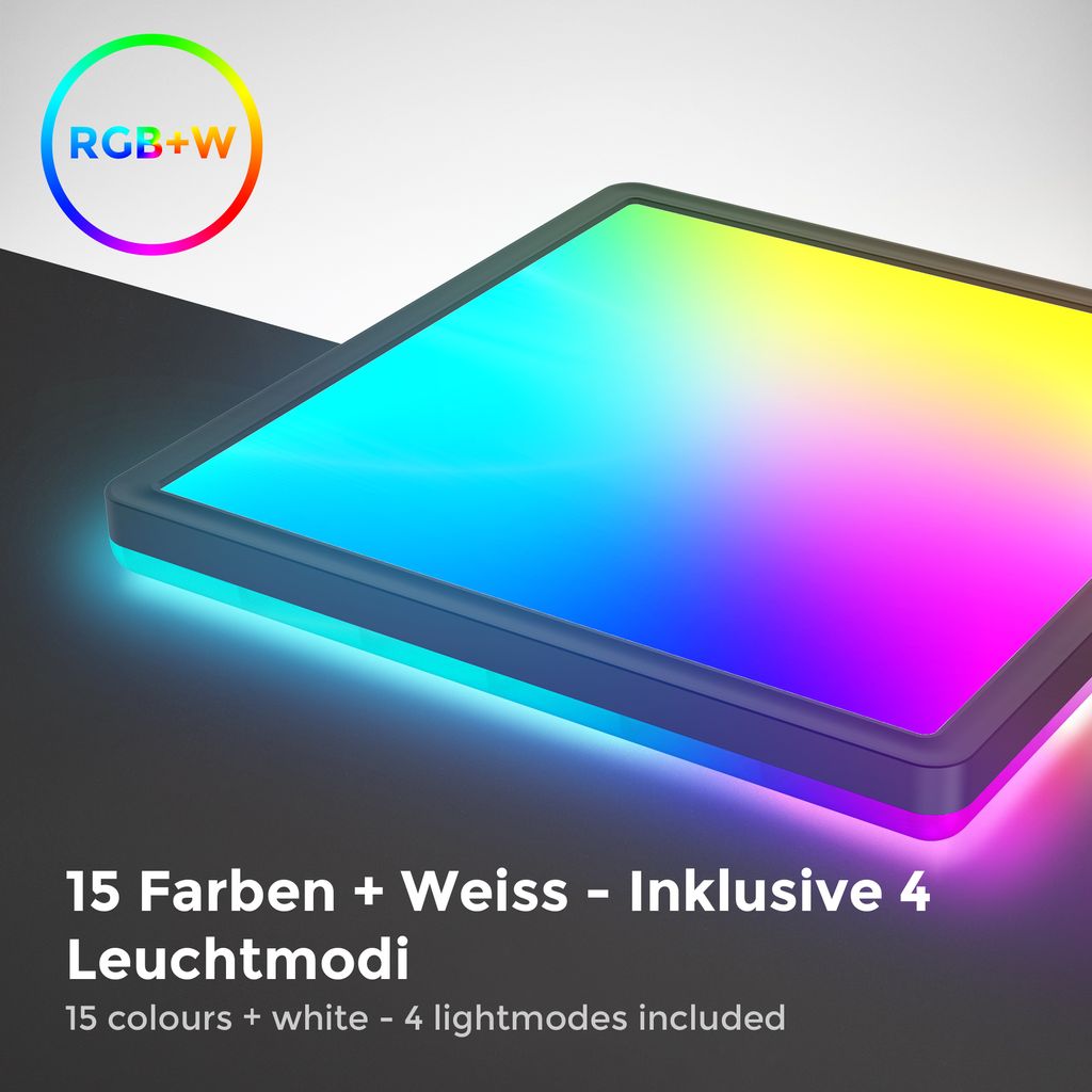 LED Panel 29x29 cm - 15W. 1850lm. dimmbar. Fernbedienung. RGBW. schwarz 2