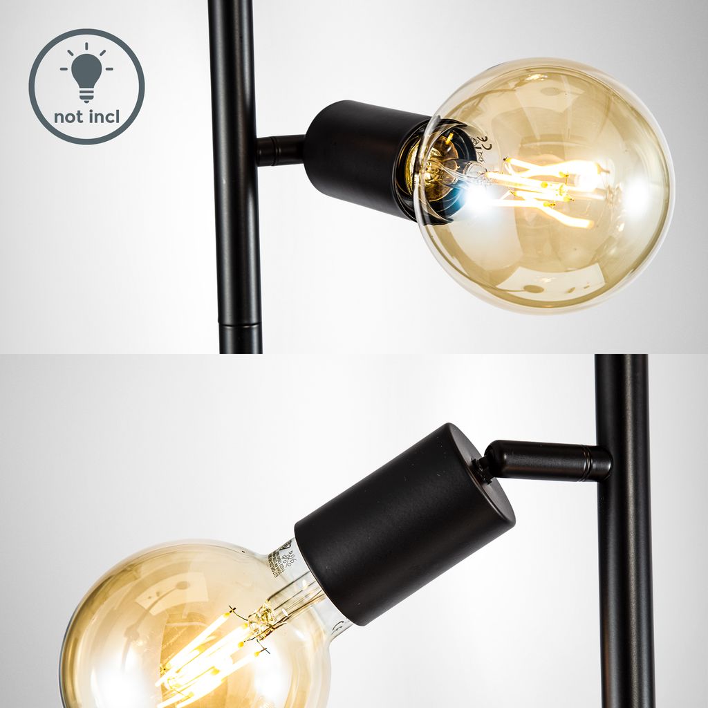 Bundle Stehleuchte. schwarz + 3er-Set LED Leuchtmittel  3