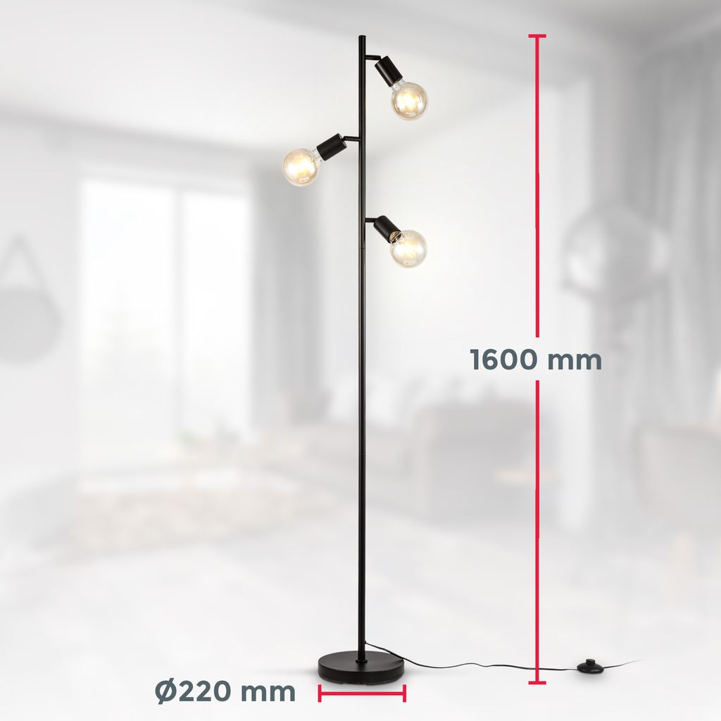 Bundle Stehleuchte. schwarz + 3er-Set LED Leuchtmittel  7