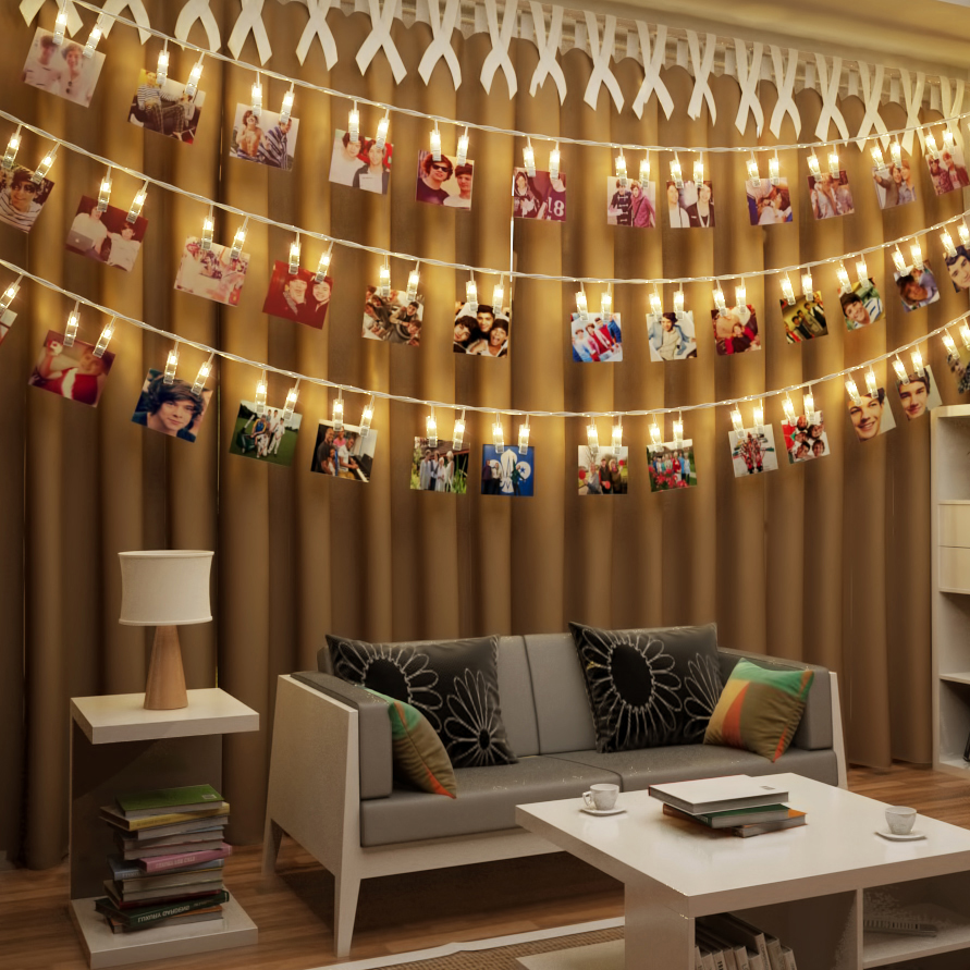 Lichterkette - 2.4W. 120lm. 5m. LED. batteriebetrieben. 40 clips. warmweiß. klar 1