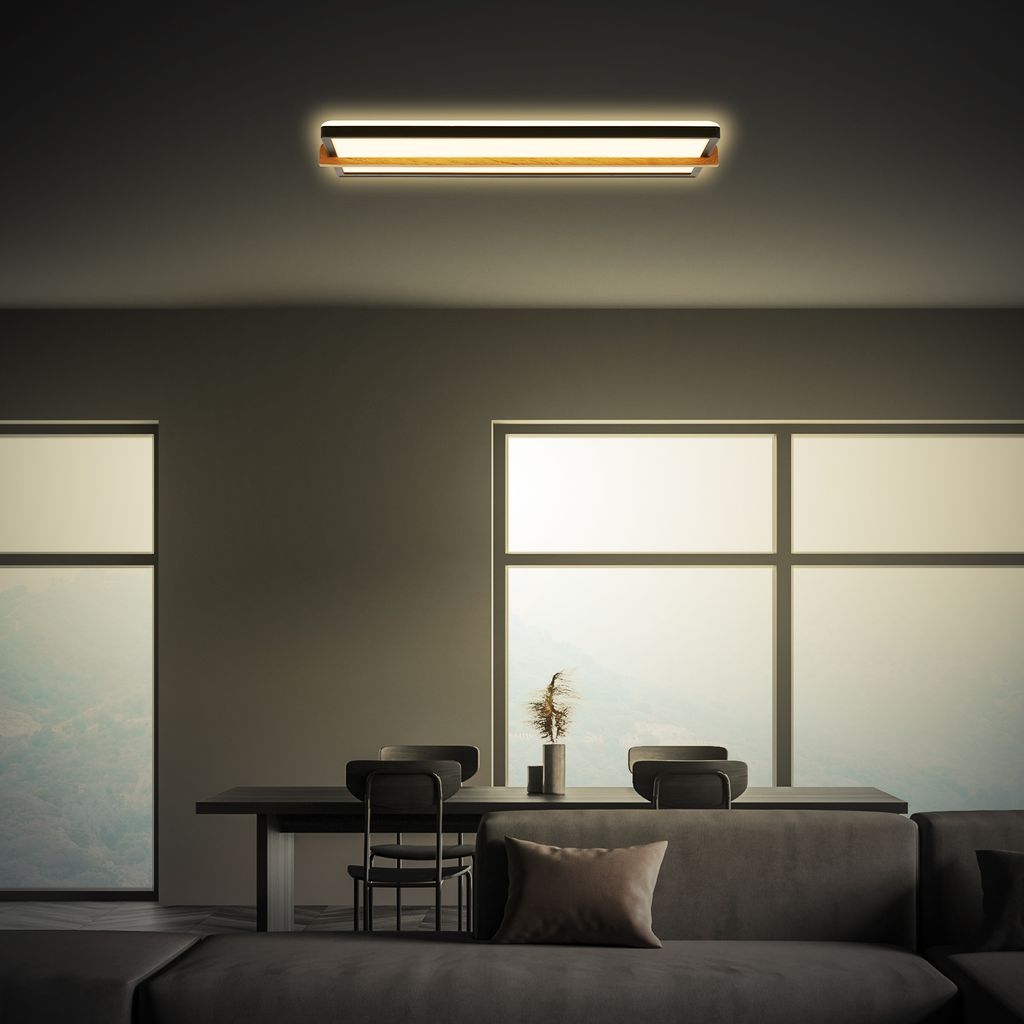 LED Deckenlampe Holz Deckenleuchte Wohnzimmer Schlafzimmer Warmweißes Licht 4