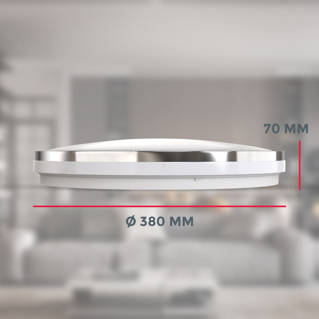 Deckenleuchte Ø38 cm - 24W. 2200lm. LED. Sternenhimmel. neutralweiß. chromfarbig 8
