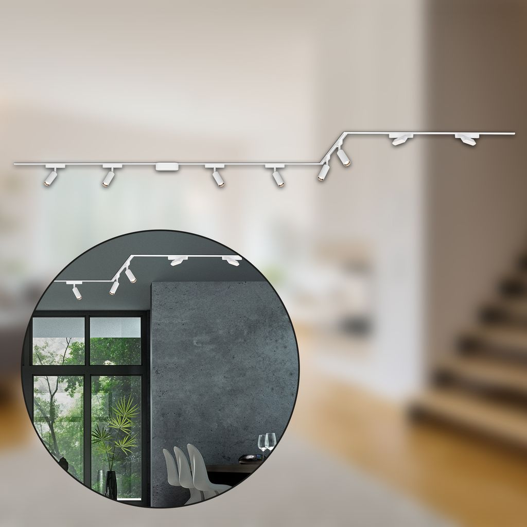 NV Track Schienensystem. Komplettset. 4x LED Spots. 2x LED Tracklight. Schwenkbar. U-Form / Z-Form. Weiß. 4 m 1