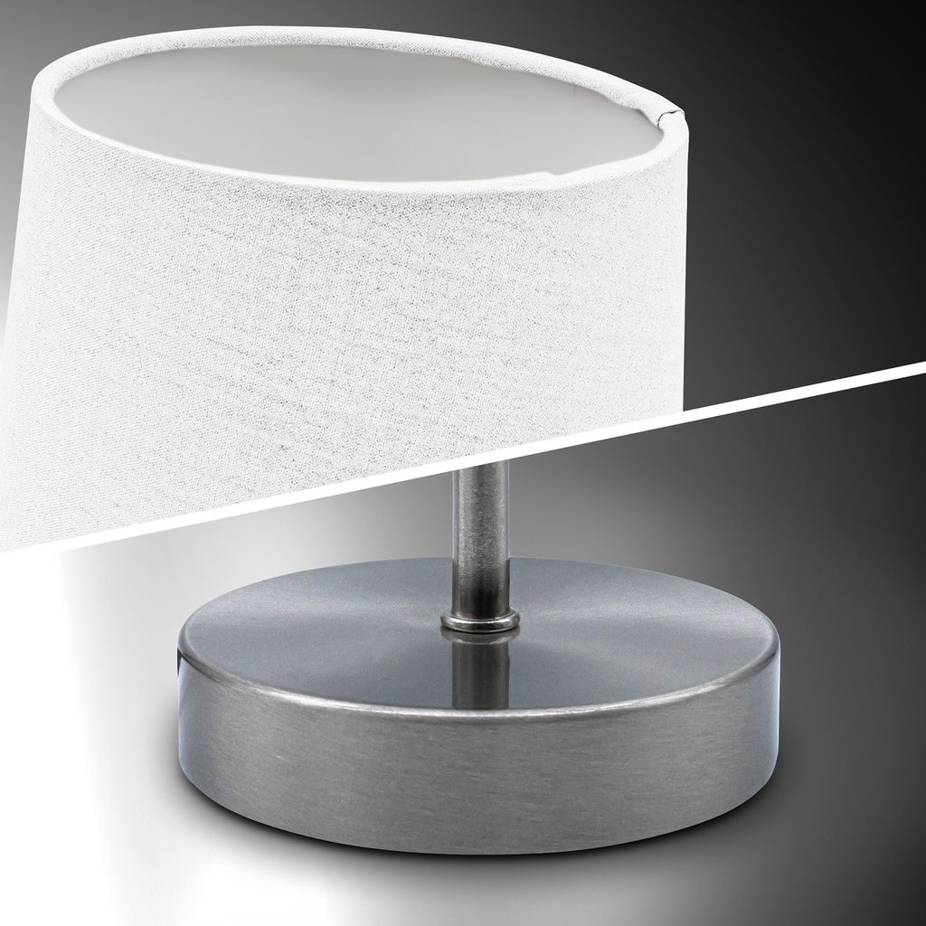 Nachttischlampe - mit Schalter. Stoff. max. 25W. E14 Fassung. weiß 2