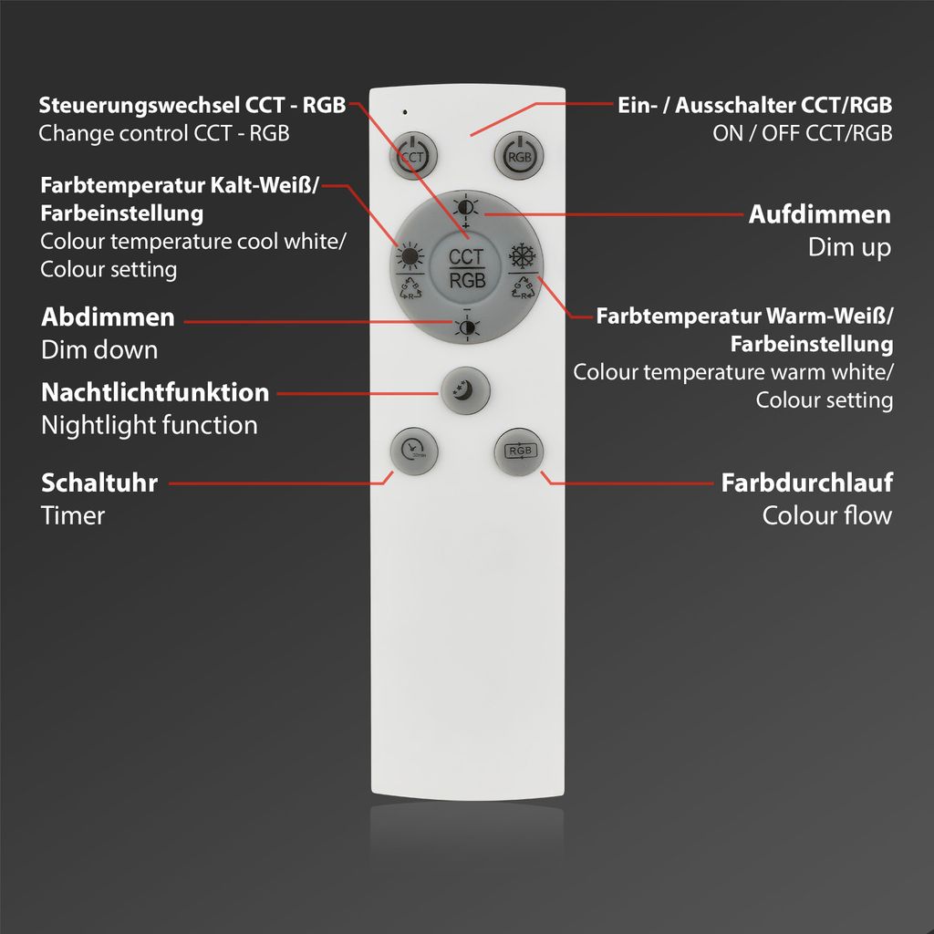 RGB CCT LED Deckenleuchte. 57cm. LED-Platine. 20 W. 1800 lm. schwarz 9