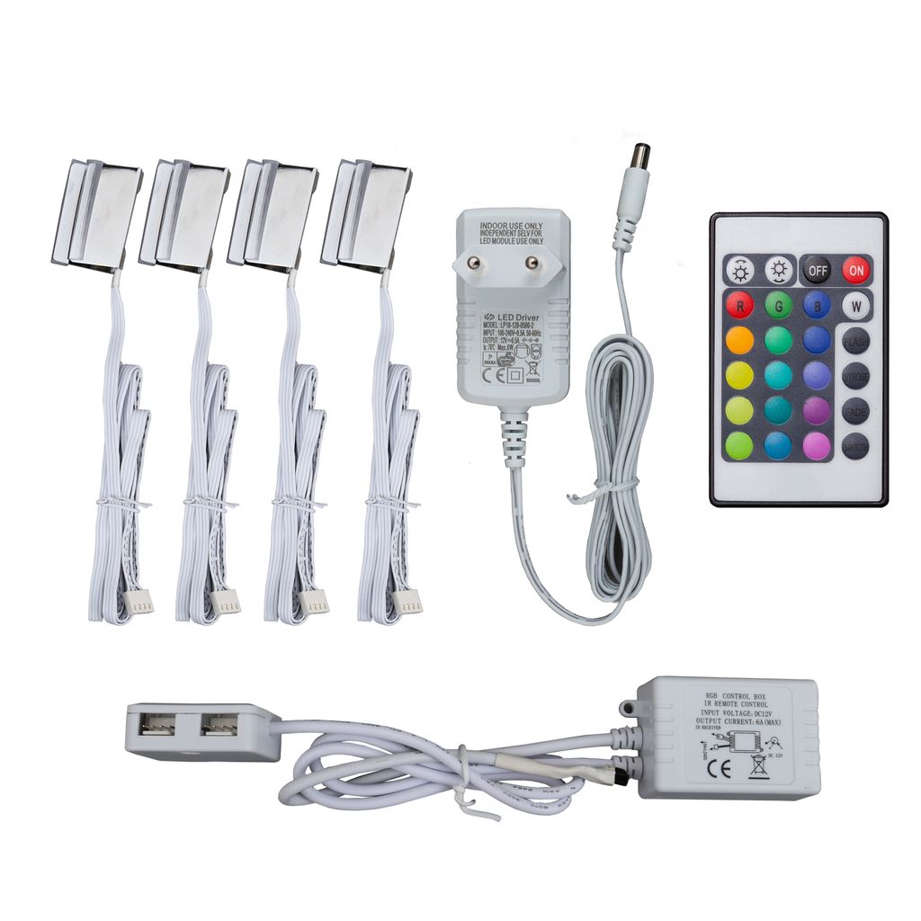 Schrankbeleuchtung - LED. Farbwechsel. Fernbedienung. RGB. chromfarbig 1