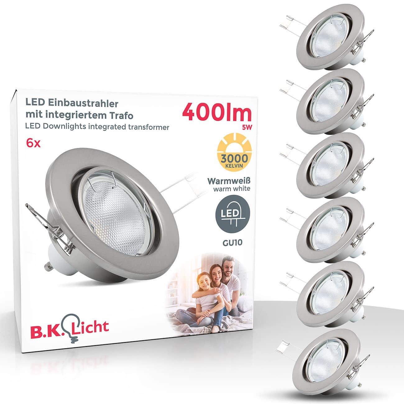 LED Einbaustrahler Bad Außen 5W GU10 flach rund Feuchtraum Einbauspot Lampe 