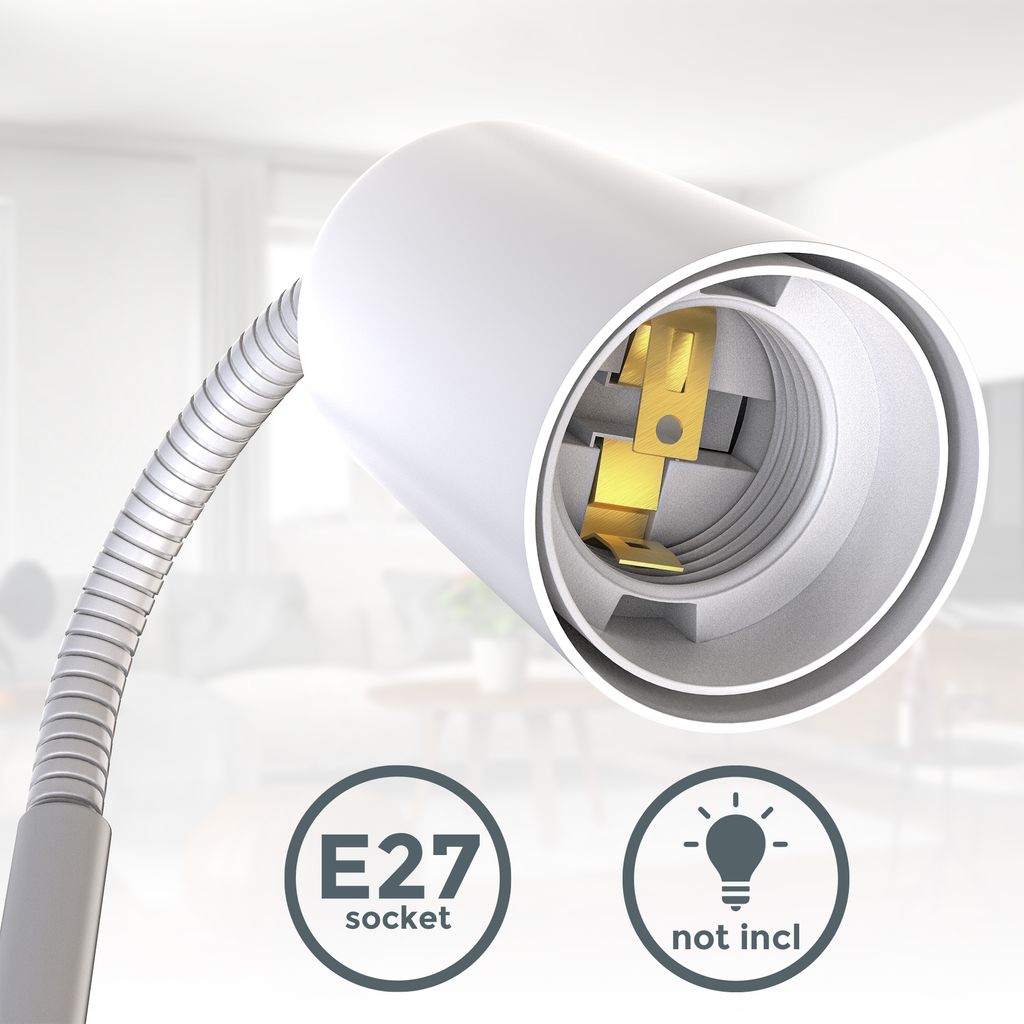 Klemmlampe - mit Stecker. schwenkbar. E27 Fassung. 1-flammig. weiß 6