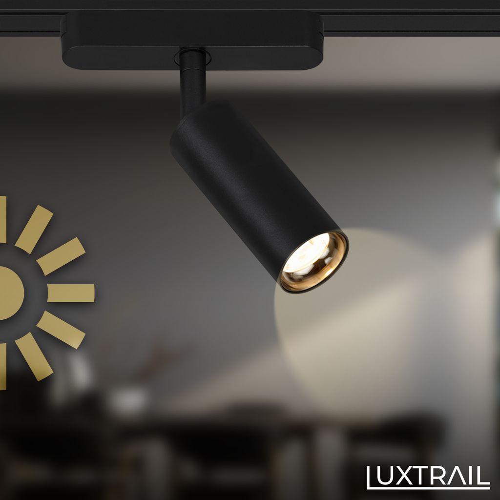 NV Track Schienensystem. Komplettset. 4x LED Tracklight. Schwenkbar. Einspeisung. Schwarz. 2 m 7