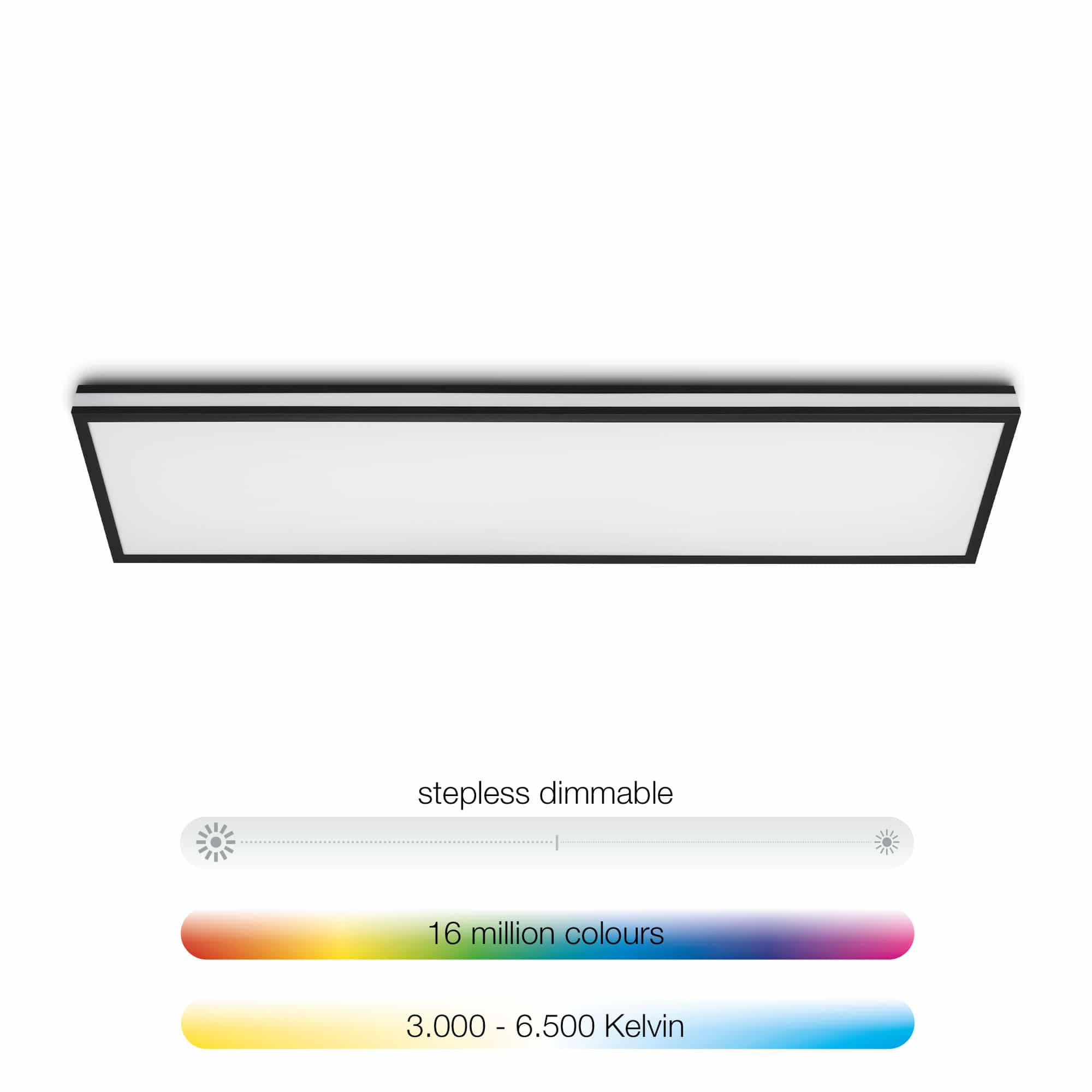  LED Panel RGB dynamischer Farbwechsel - 100x25cm - Deckenleuchte dimmbar 24W 2400lm CCT 3000–6500K Deckenlampe Wohnzimmer mit Fernbedienung Timer Nachtlicht  | schwarz  - 7
