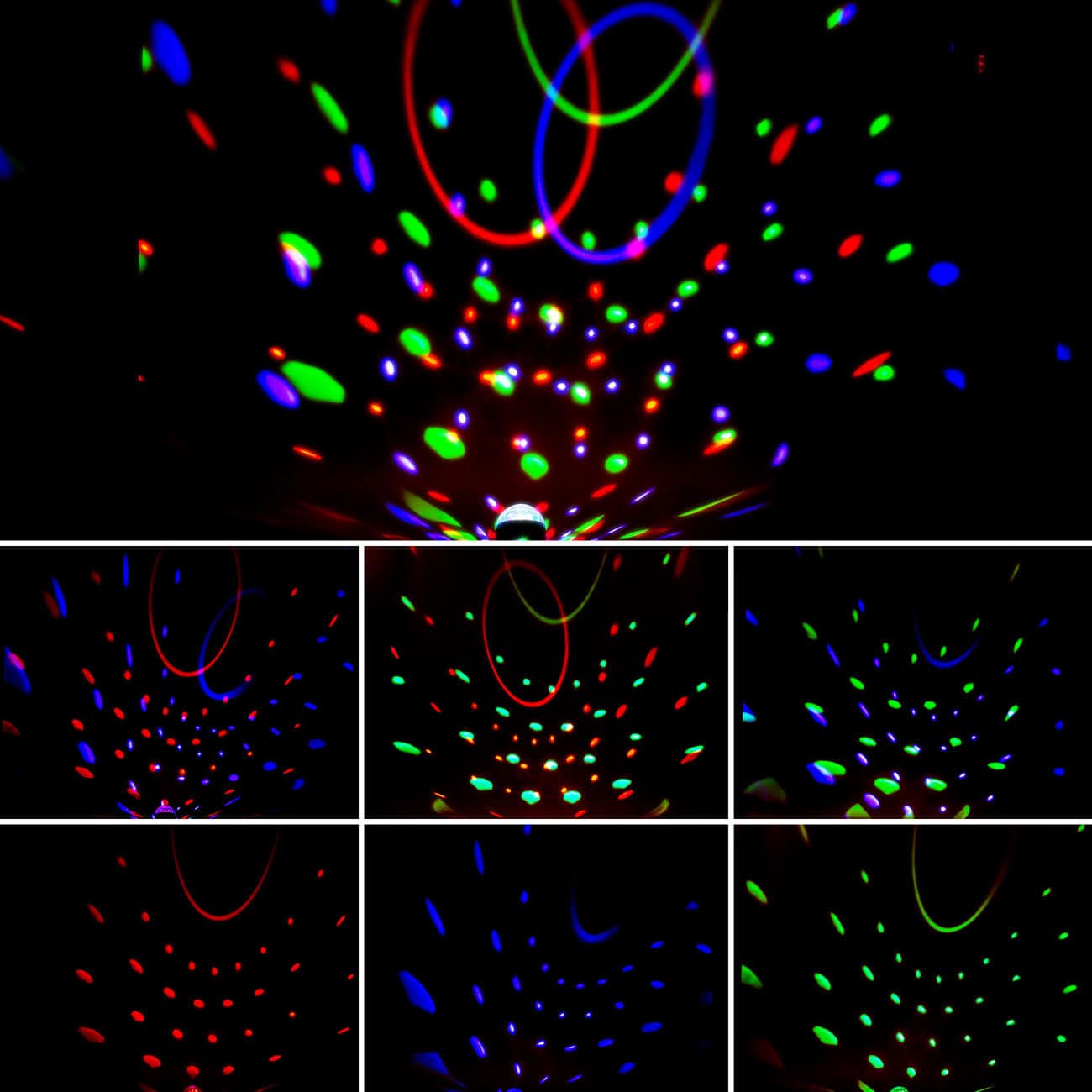 RGB Disco-Light mit Musiksensor - 11x12cm - LED Partylicht musikgesteuertem Farbwechseleffekt rotierend 51x RGB-LED | schwarz - 4