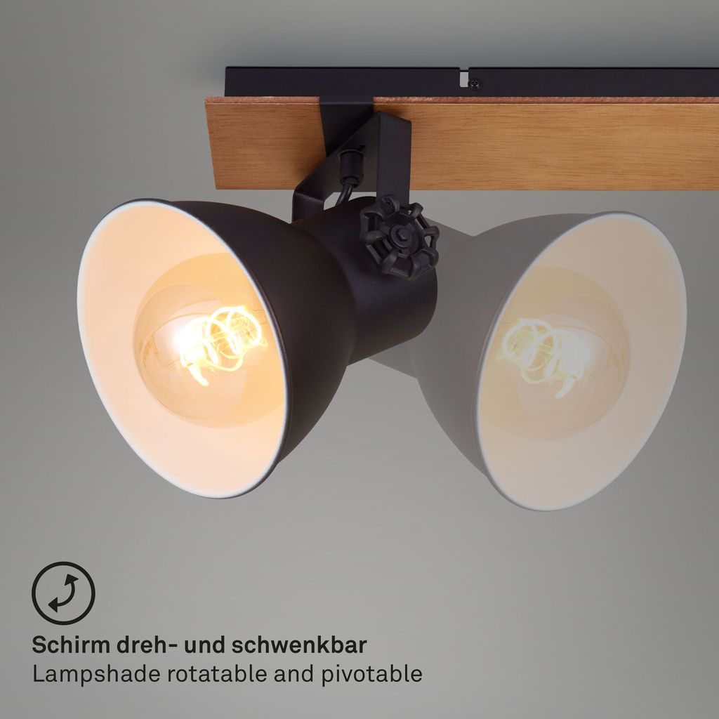 Tempa Deckenstrahler. schwenkbar. Holz. 3-flammig. Schwarz 2