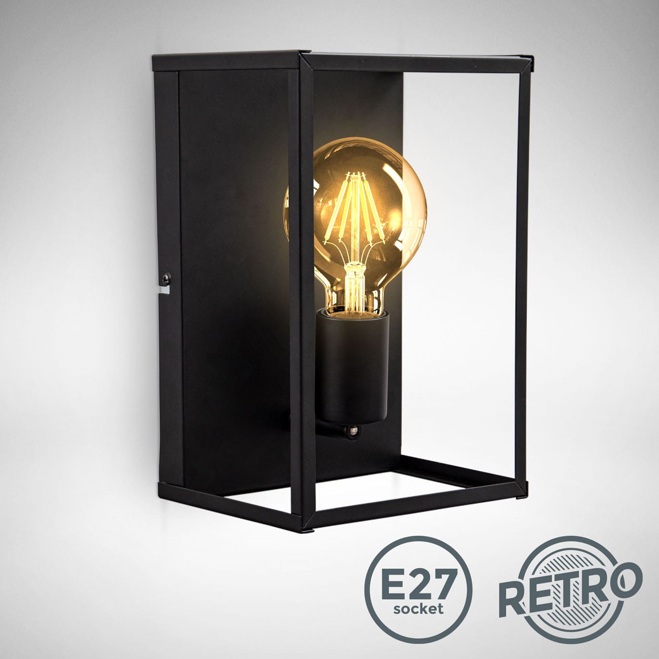 radiator Ophef Ontwaken Vintage Käfig-Wandlampe Metall schwarz E27 | bk-licht.eu