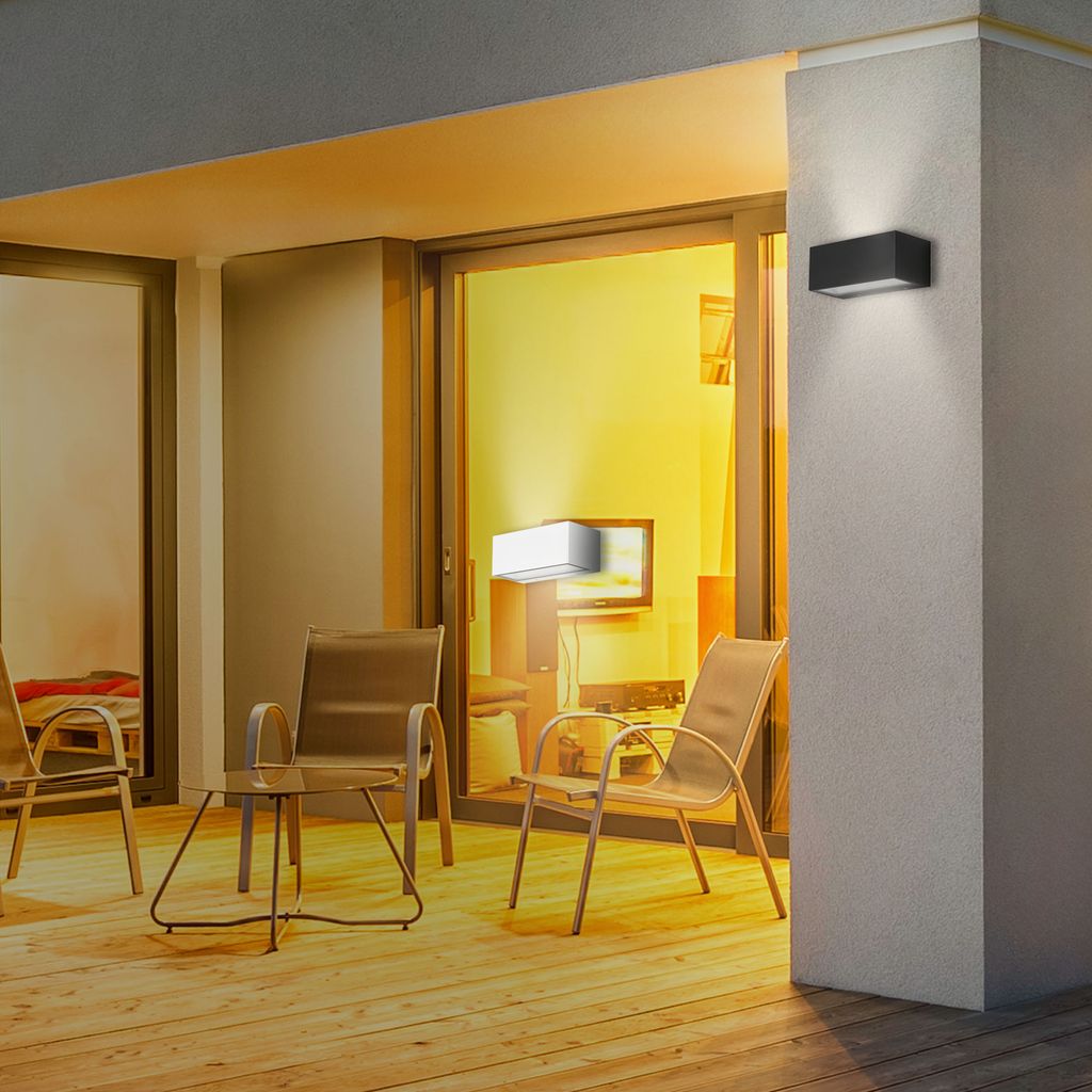 LED Außenwandleuchte Up- & Downlight 18x7x9cm - 1-flammig - Wandleuchte Hauswand Fassade Metall-Glas IP44 12W 1300lm 4.000K neutralweiße Lichtfarbe I schwarz 4