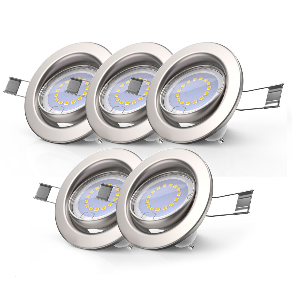 Einbauspot 68mm 5er Set - GU10. 5W. 400lm. LED. dimmbar. warmweiß. matt-nickel 1