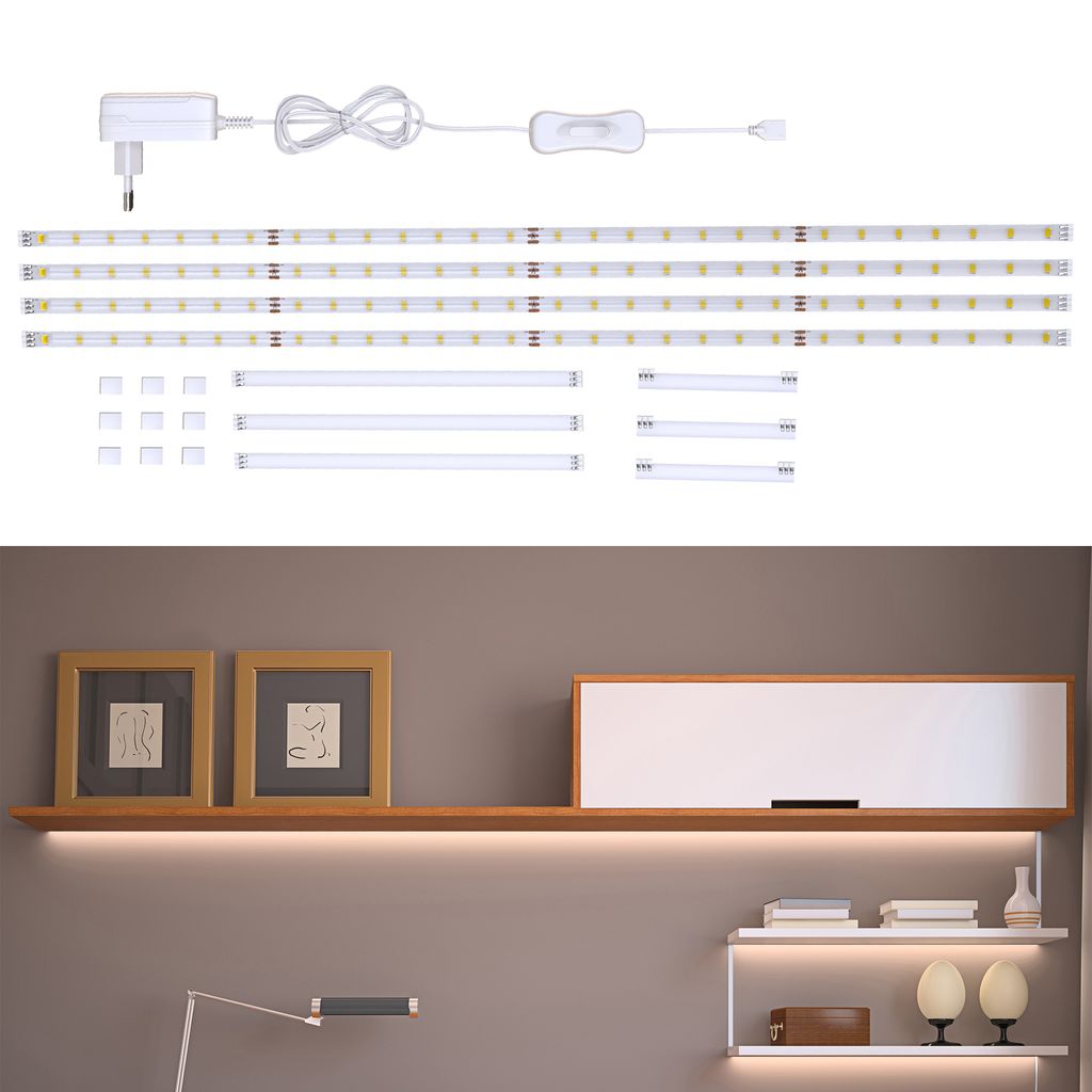 LED Streifen 4x50 cm - schalter. silikonbeschichtet. selbstklebend. neutralweiß 11