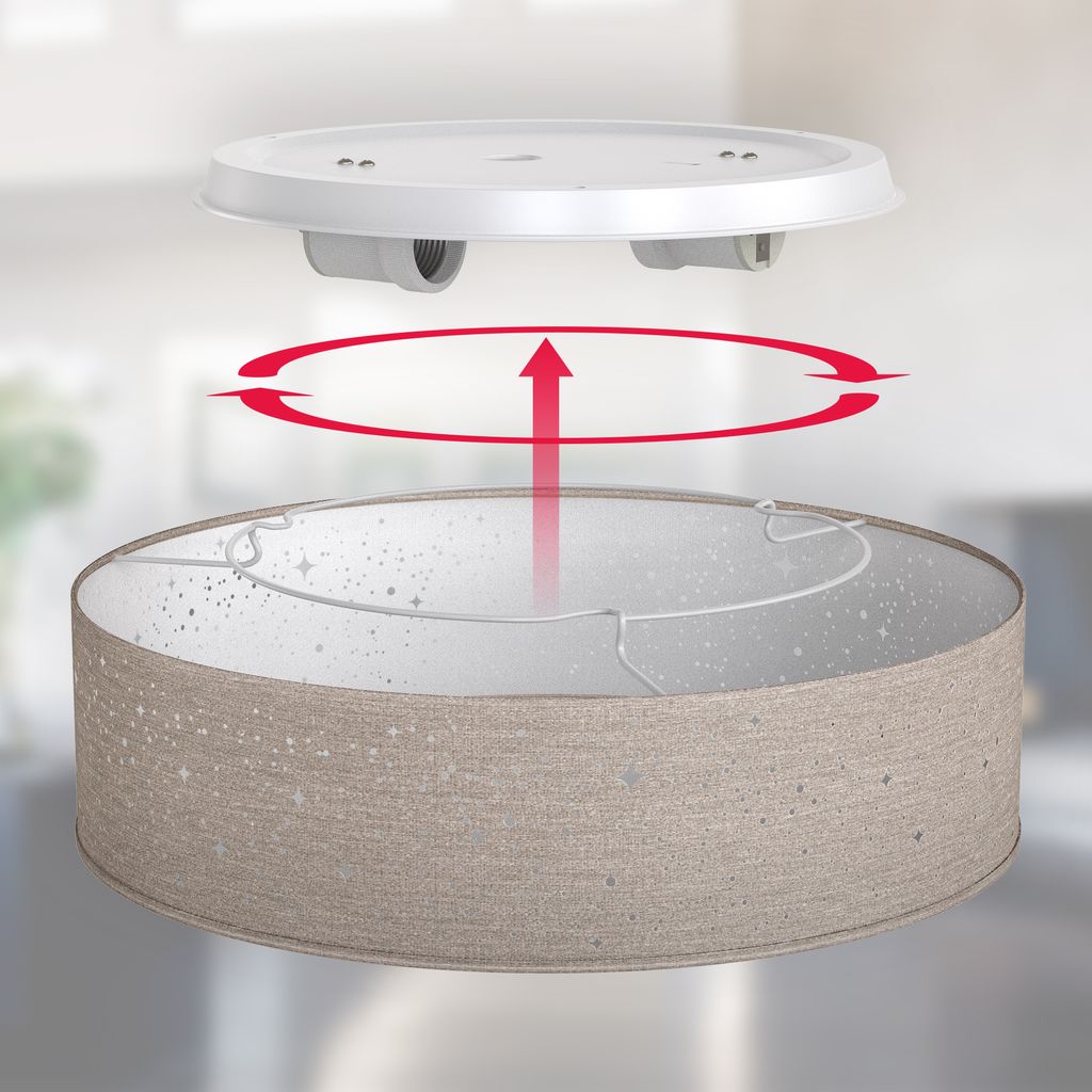 Deckenleuchte Sterndekor Stoff-Lampe Textil Kinderzimmer Schlafzimmer taupe E27 5