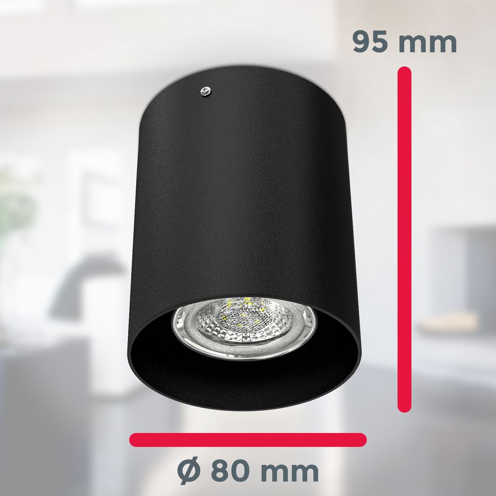 Deckenleuchte Ø8 cm - GU10 Fassung. runde Form. schwarz 4
