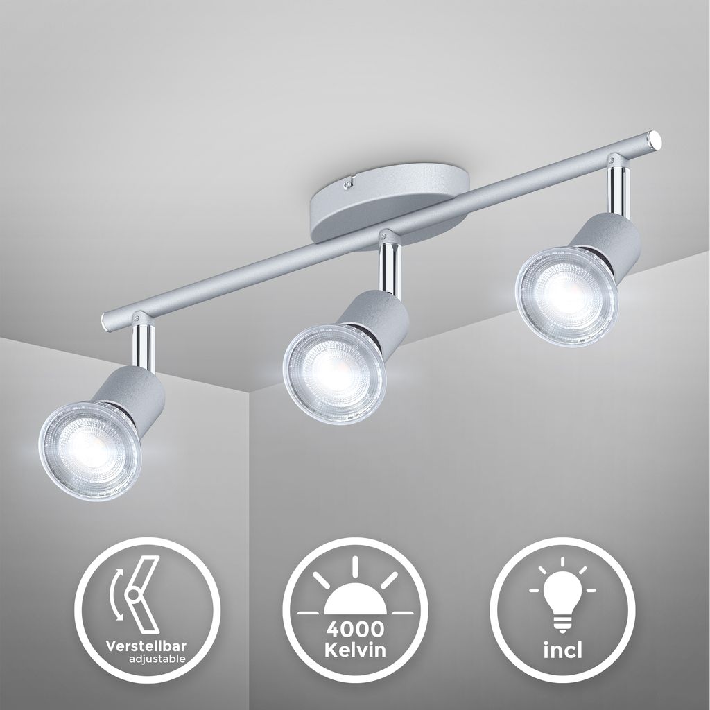 Deckenstrahler - 15W. 1200lm. LED. schwenkbar. GU10. neutralweiß. silberfarbig 1
