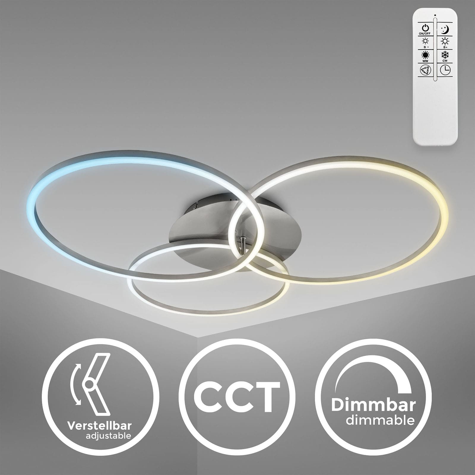 CCT LED Frame Deckenleuchte matt-nickel rund dimmbar - 3