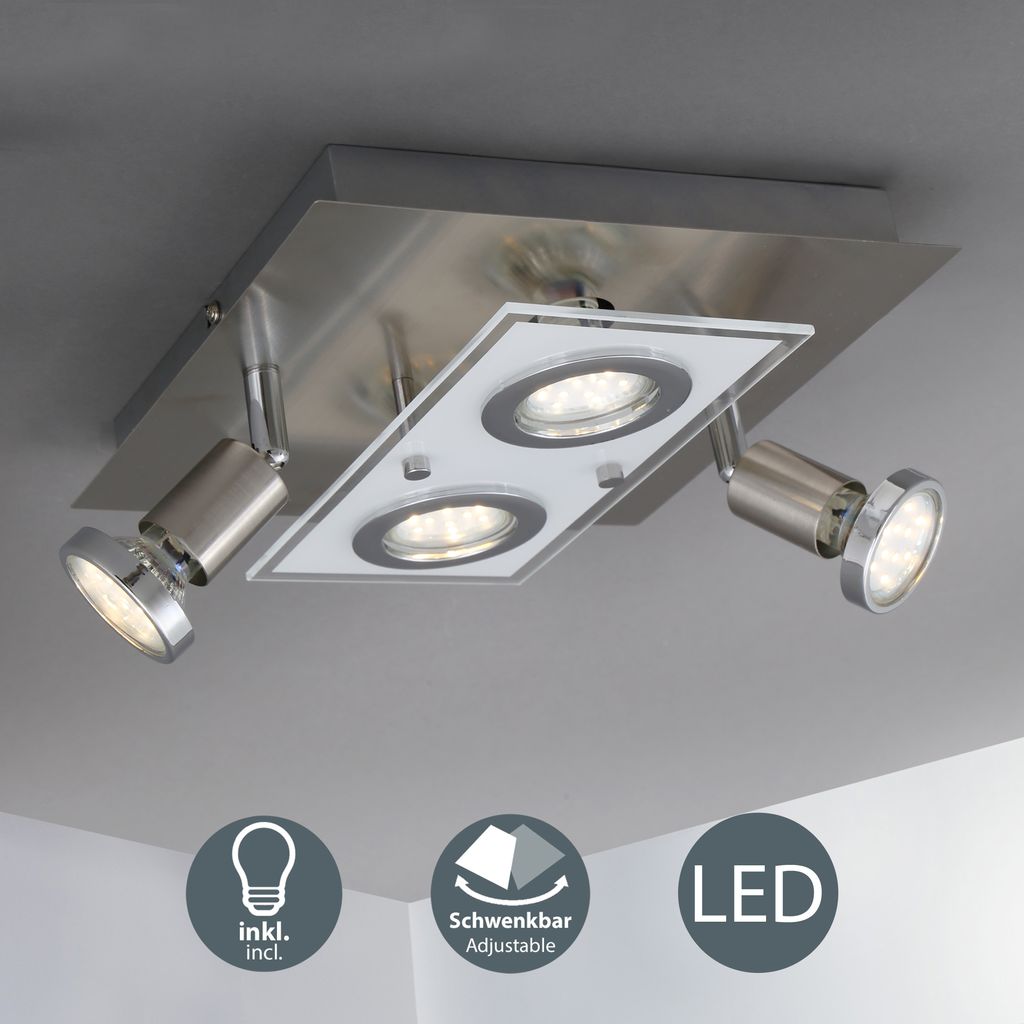 Deckenleuchte 25x25 cm - 12W. 1000lm. LED. schwenkbar. warmweiß. matt-nickel 1