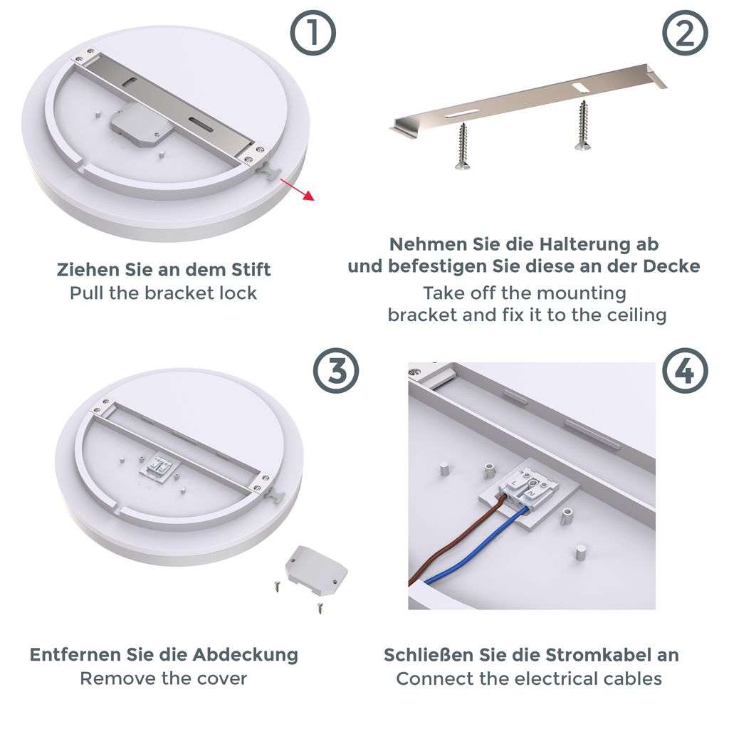 Deckenleuchte Ø22 cm - 13W. 1600lm. LED. IP54. neutralweiß. weiß 6