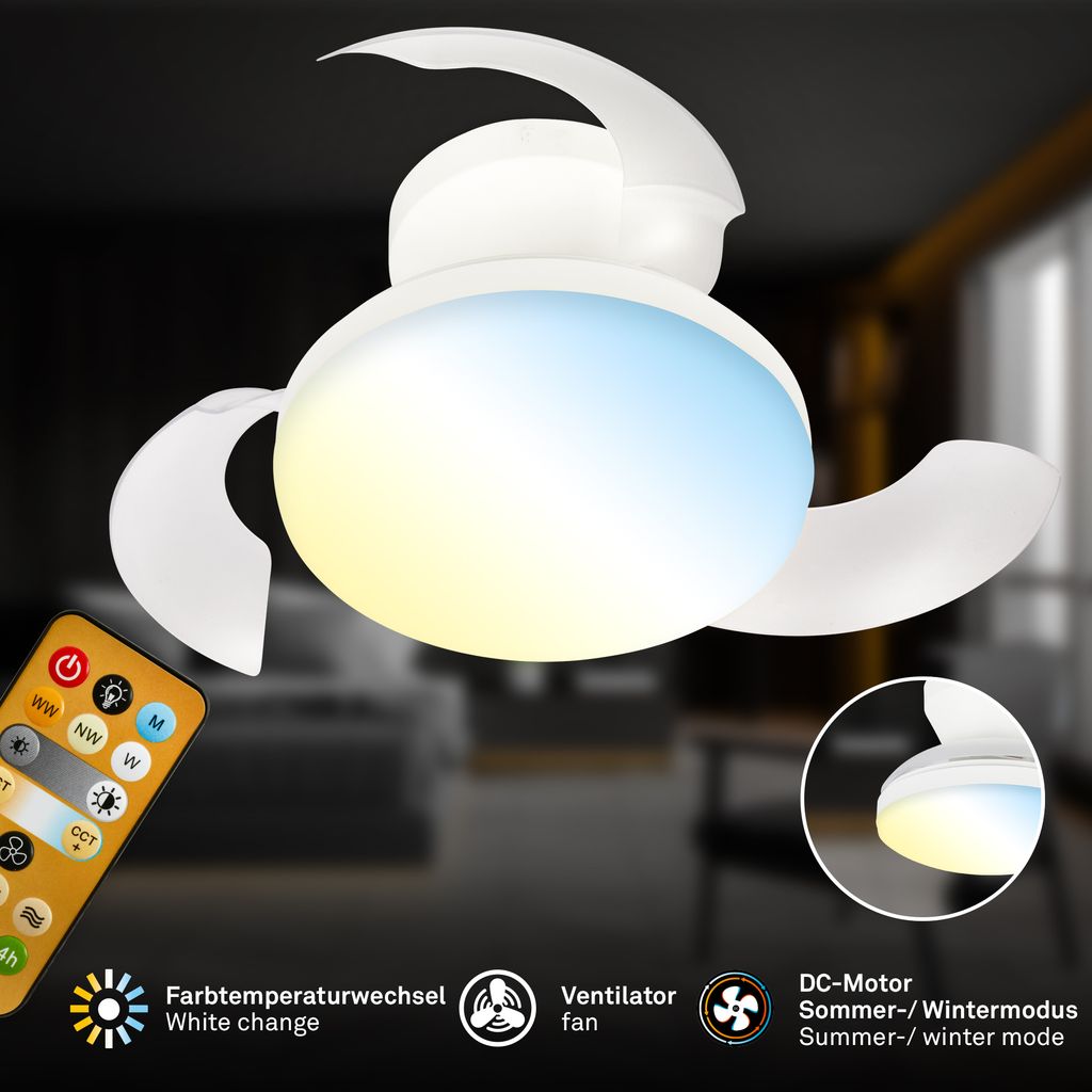 Deckenventilator mit Beleuchtung Fernbedienung Ventilator mit Licht Dimmbar CCT 1