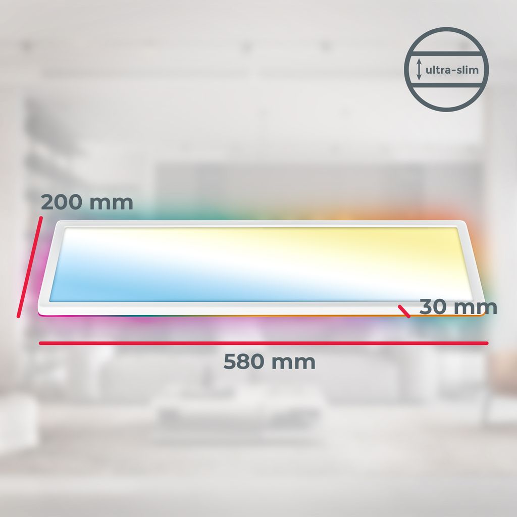 LED Panel 58x20 cm - 22W. 3000lm. dimmbar. Fernbedienung. CCT. RGB. weiß 4