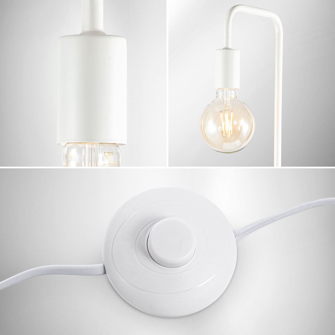 Metall Stehlampe im Retro Design weiß E27 - 4