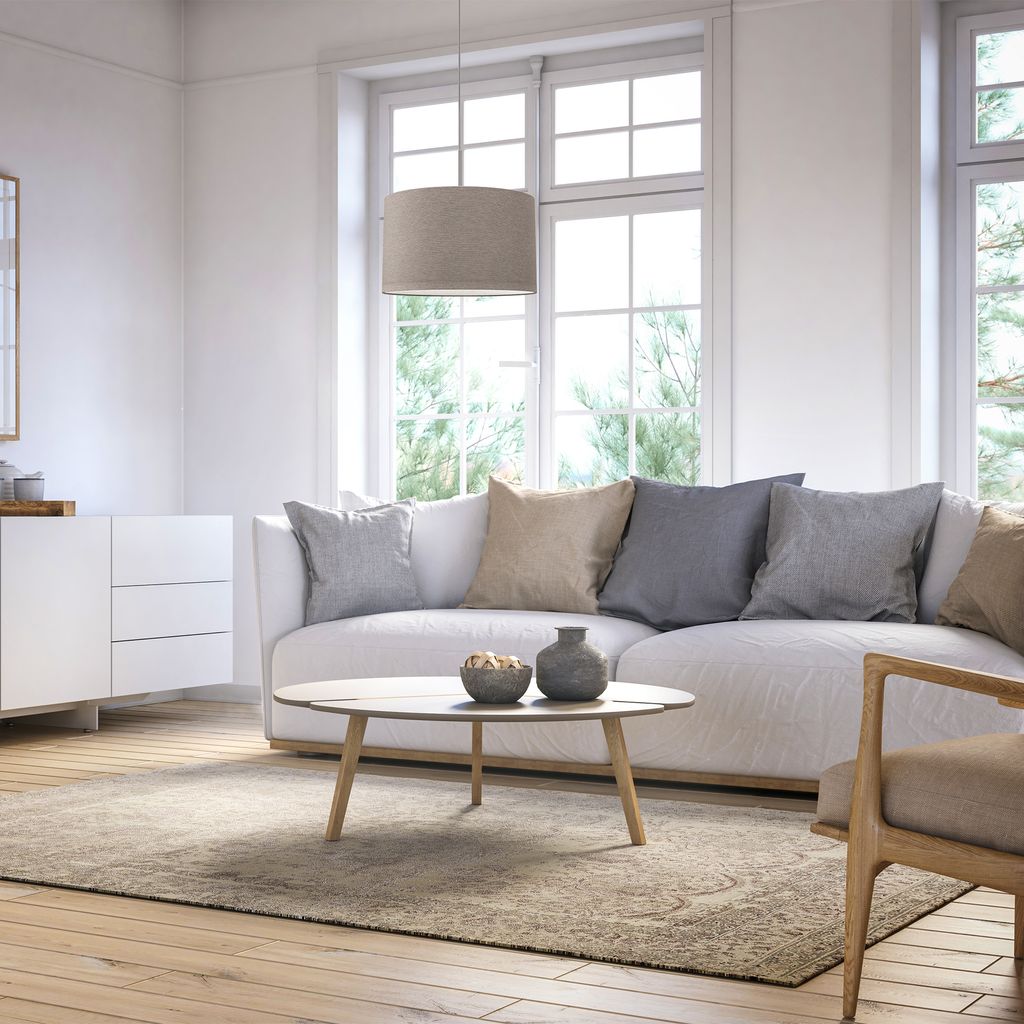 Pendelleuchte Stoff taupe E27 3