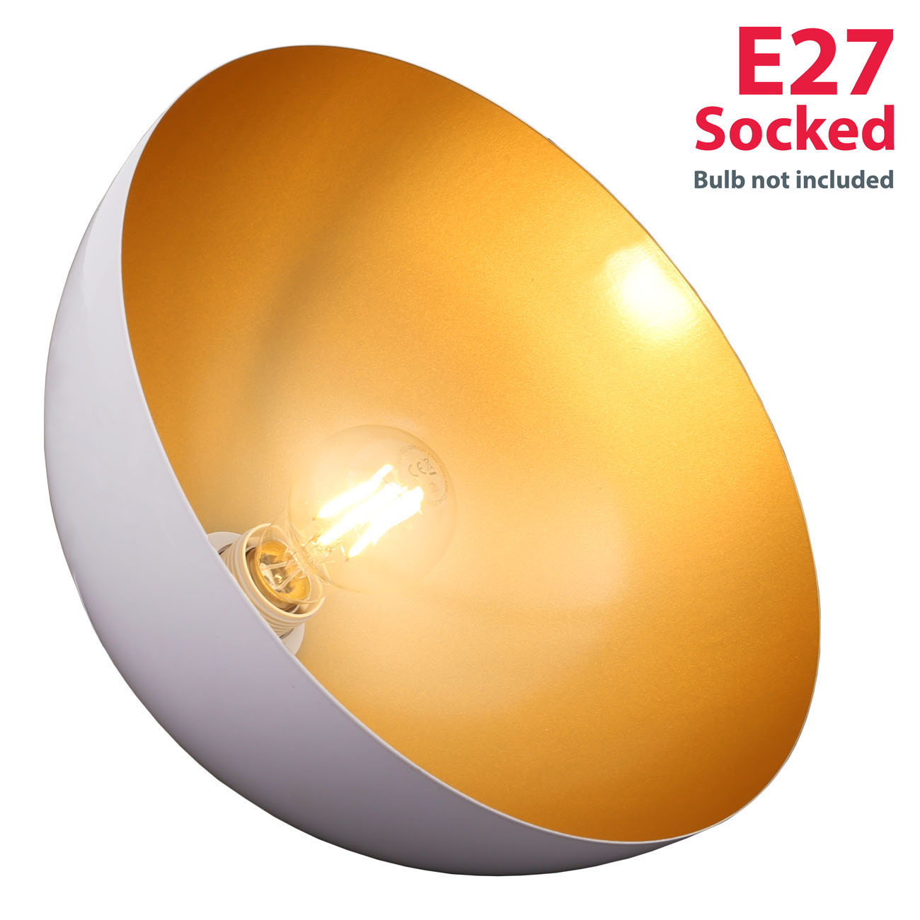 Pendelleuchte weiß-gold E27 | 2er Set - 8