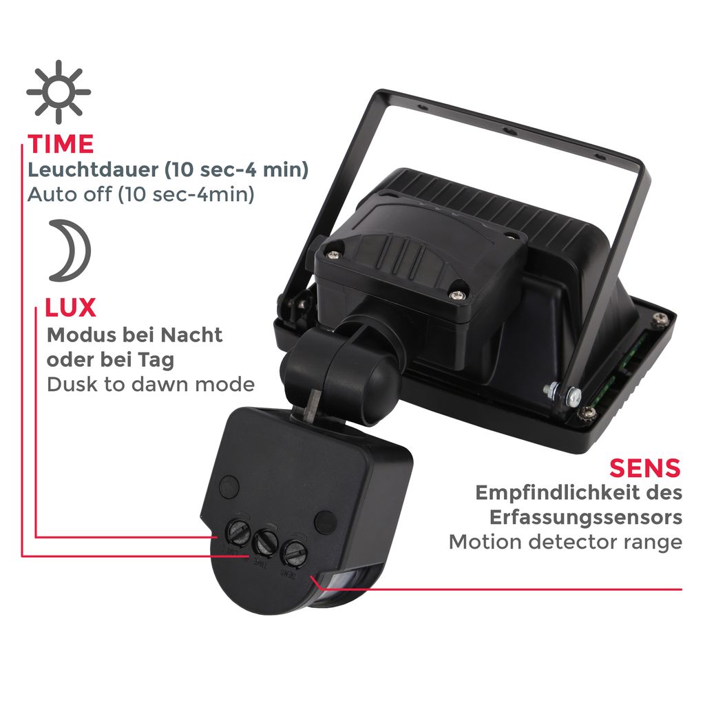 LED Außenstrahler mit Bewegungsmelder - Mercurio [schwarz] 3