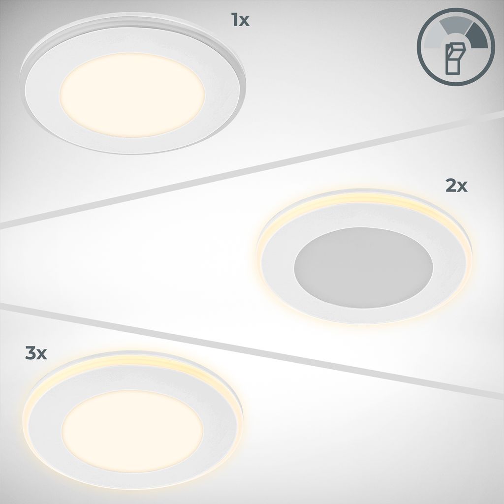 Einbaustrahler 68mm 6er Set - 230V. 4.9W. 425ml. LED. Nachtlichtring. warmweiß. weiß 2