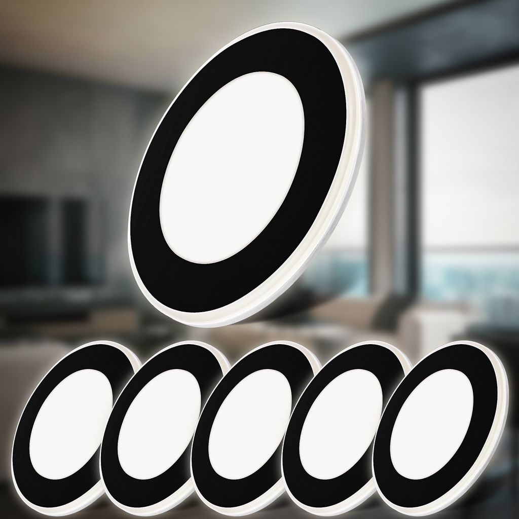 Einbaustrahler 68mm 6er Set - 230V. 4.9W. 425ml. LED. Nachtlichtring. warmweiß. schwarz 15