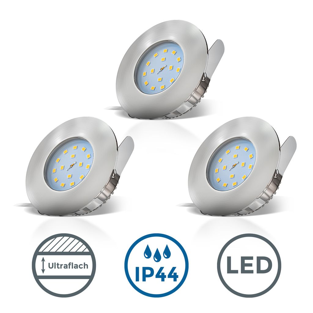 Einbauspot 6er Set 60mm Lochmaß - 230V. 4.8W. 400lm. LED. IP44. warmweiß. matt-nickel 16