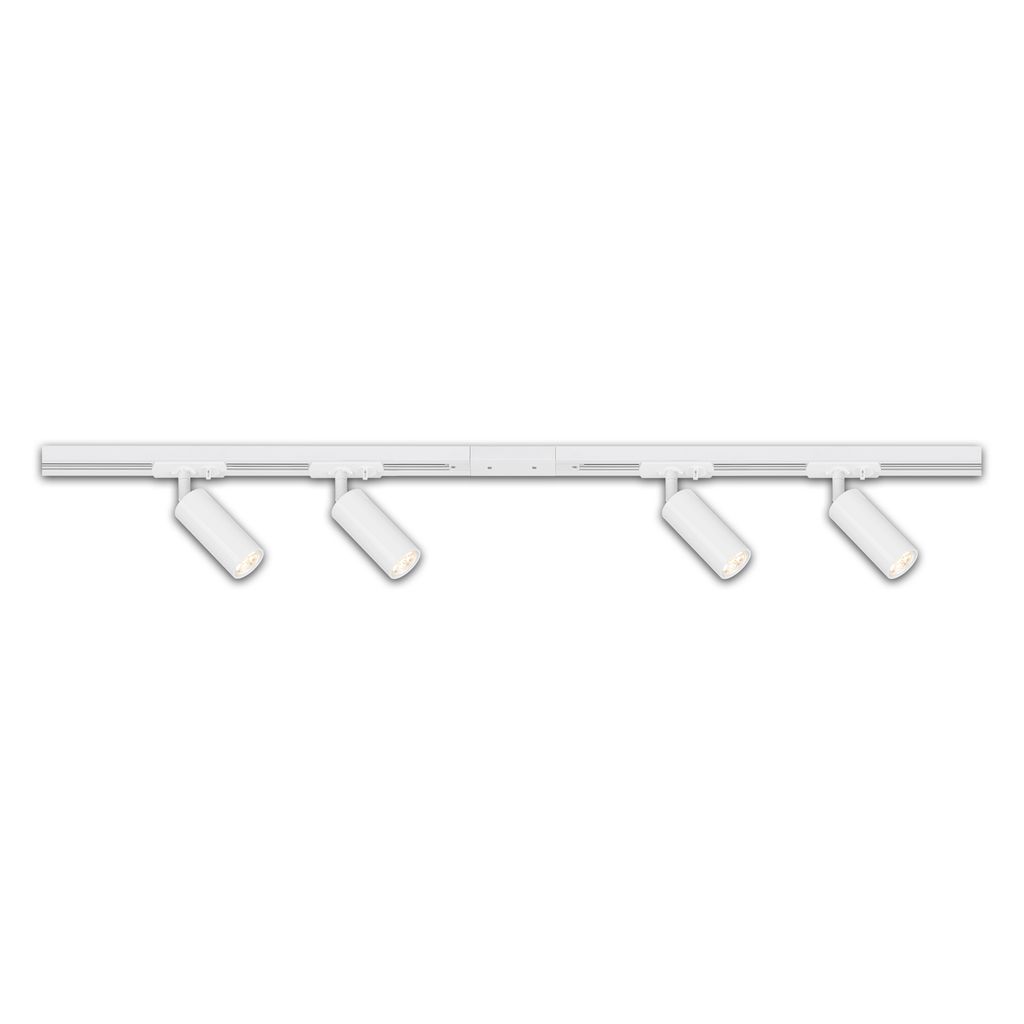 HV Track Schienensystem. Komplettset. 4x LED Spots. Dimmbar. Einspeisung. Weiß. 1.5 m 0