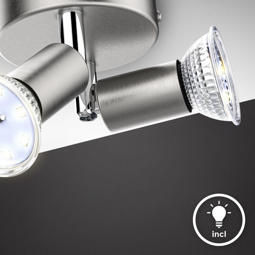 LED Spotleuchte. matt-nickel. 2xLED/GU10/3W 3