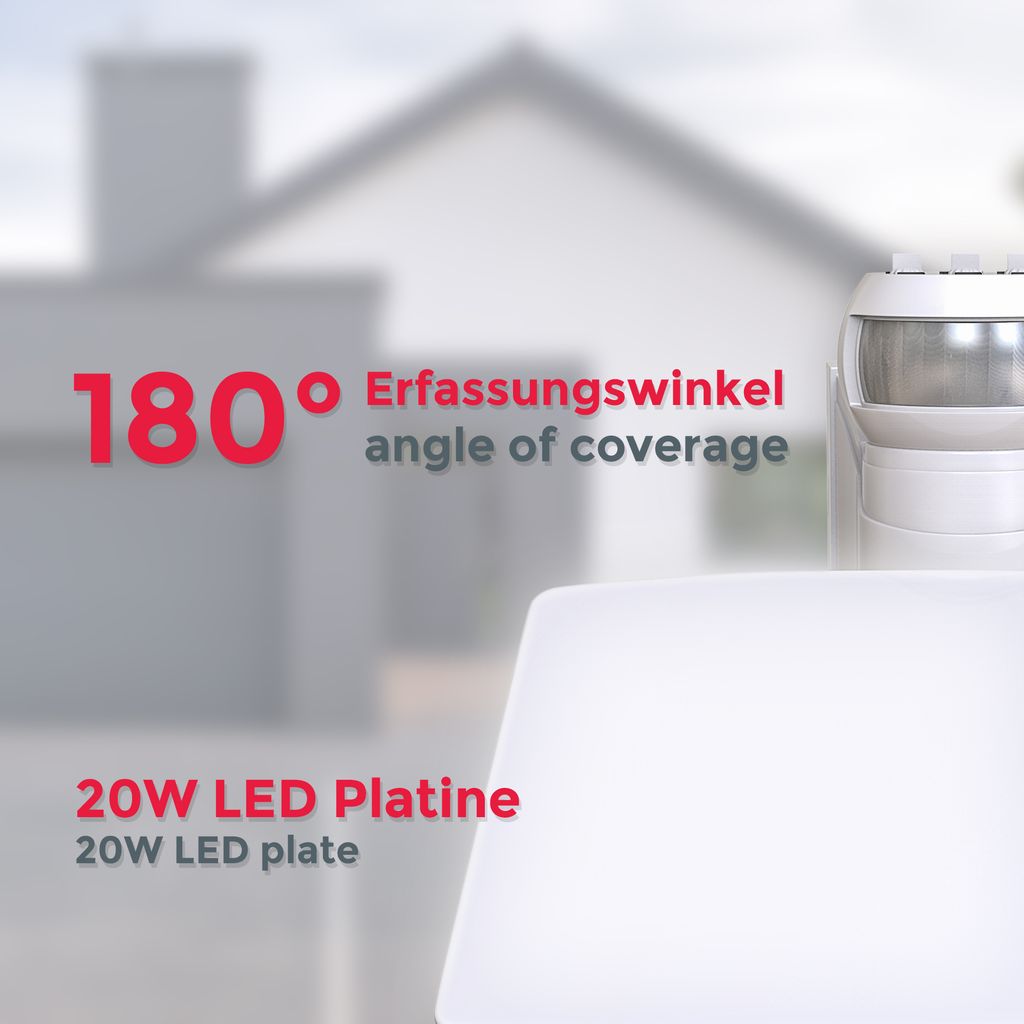 Außenstrahler - 20W. 2300lm. IP44. LED. mit Bewegungsmelder. neutralweiß. weiß 8
