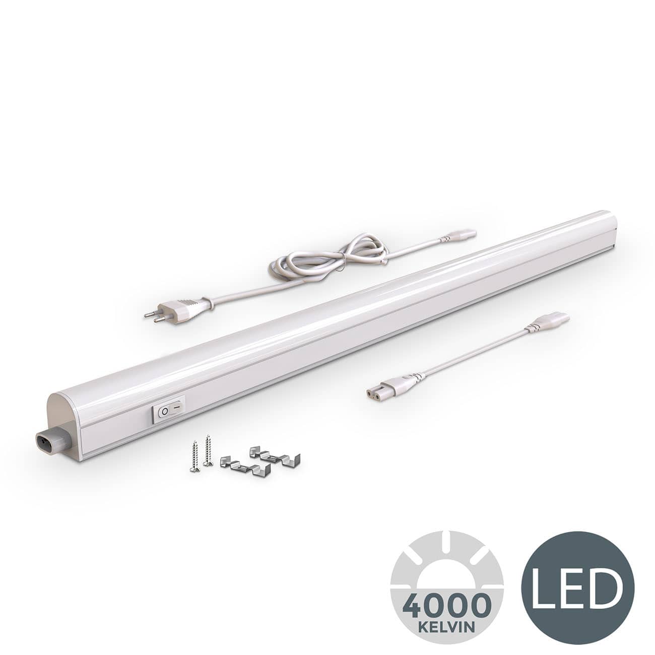 LED Unterbauleuchte - 87,3 cm - Lichtleiste 230V Leuchtmittel 15W 1200Lm neutralweiß Stecksystem | Weiß - 3