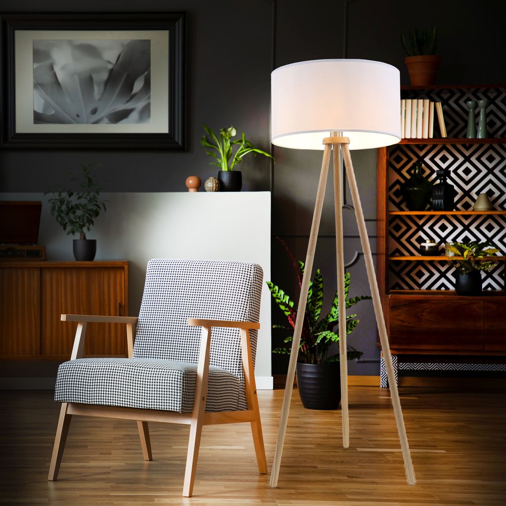 Stoff Stehleuchte Ø 45.5 cm 1x exkl E27 60W weiß 8