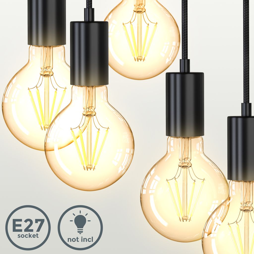 Bundle Pendelleuchte. schwarz + 5x LED Leuchtmittel  2