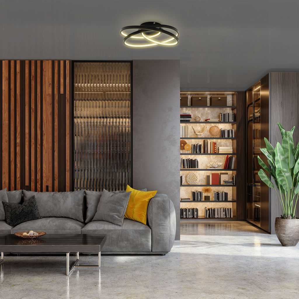 Deckenlampe 39x39.5 cm - 35W. 4600lm. LED. warmweiß. schwarz 5