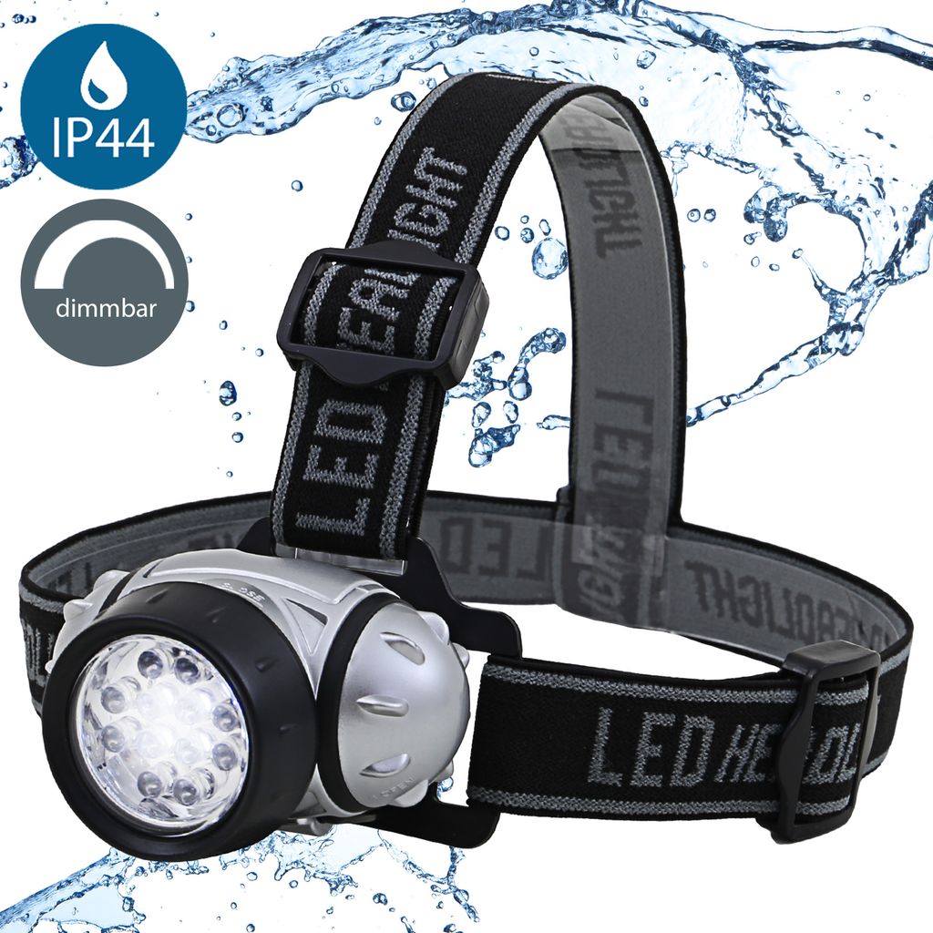 LED Stirnlampe. silber-schwarz. 12xLED/0.3W 2