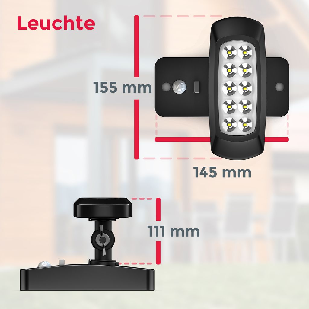 Solarleuchte Garten - LED. Bewegungsmelder. Dämmerungsschalter. 6500K. schwarz 5