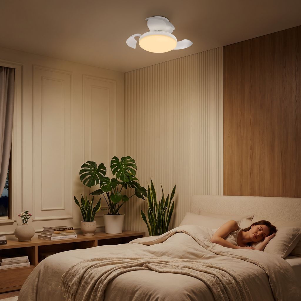 Ravan Deckenventilator mit Beleuchtung - 15W, 1750lm, 3 Geschwindkeiten, CCT, Dimmbar, Weiß