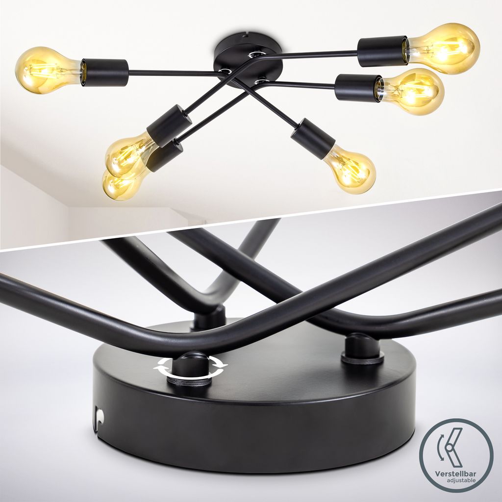 Deckenlampe Ø55 cm - E27 Fassung. 6-flammig. retro. schwarz 5