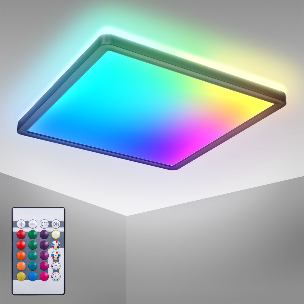 LED Panel 29x29 cm - 15W. 1850lm. dimmbar. Fernbedienung. RGBW. schwarz 10