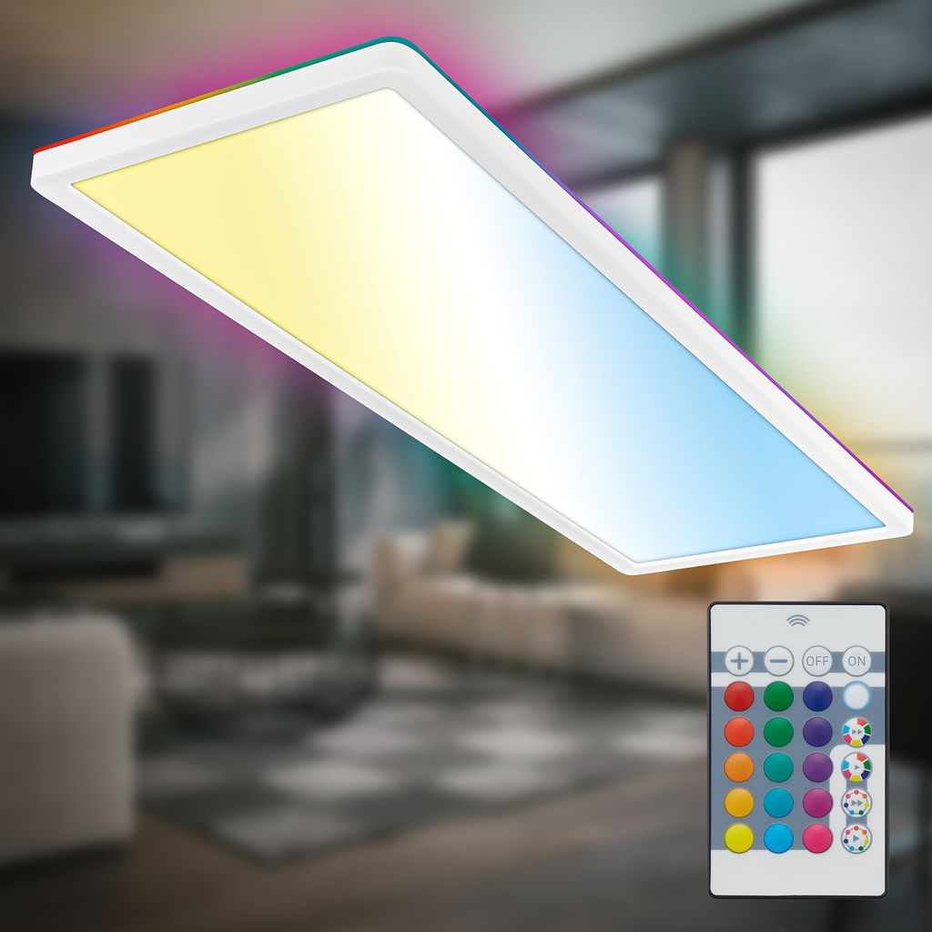 LED Panel 58x20 cm - 22W. 3000lm. dimmbar. Fernbedienung. CCT. RGB. weiß 10