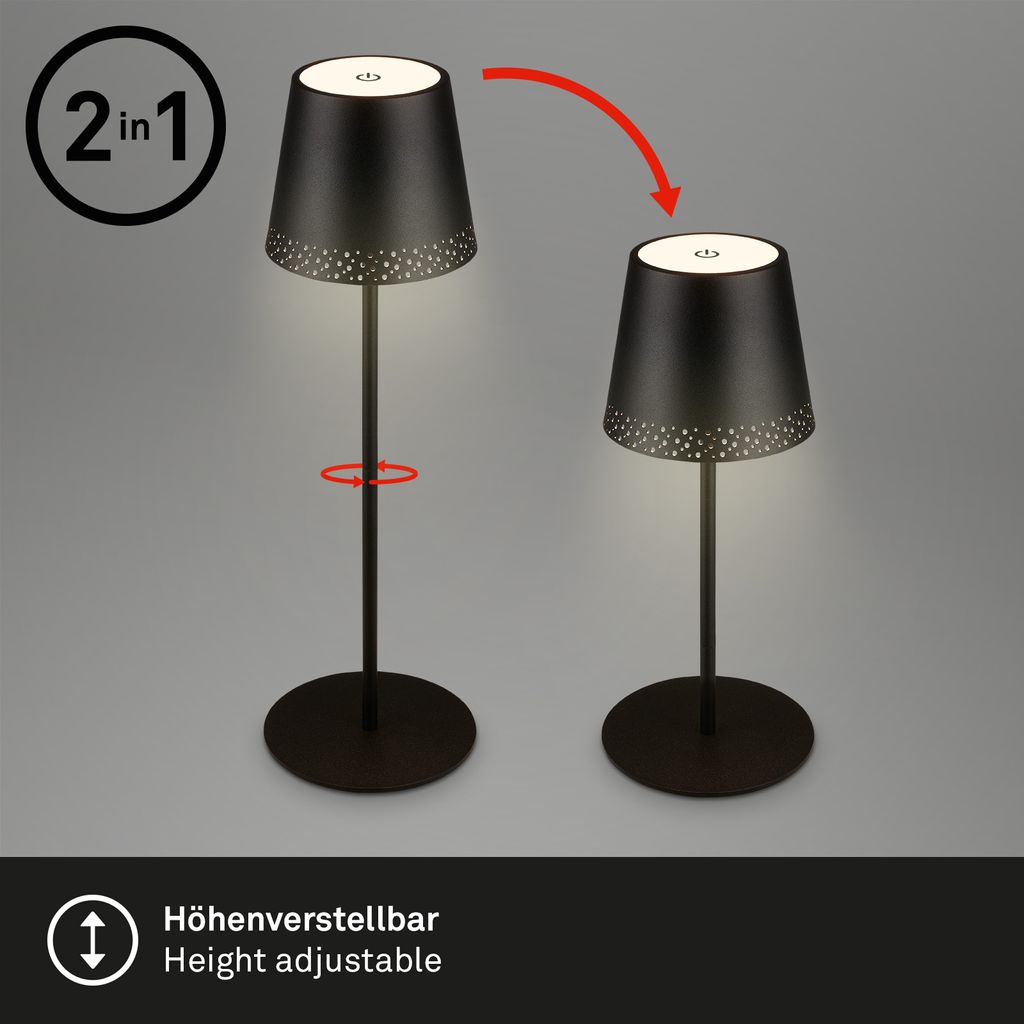 LED Akku-Tischleuchte 38 cm 2.6W 280lm schwarz 5