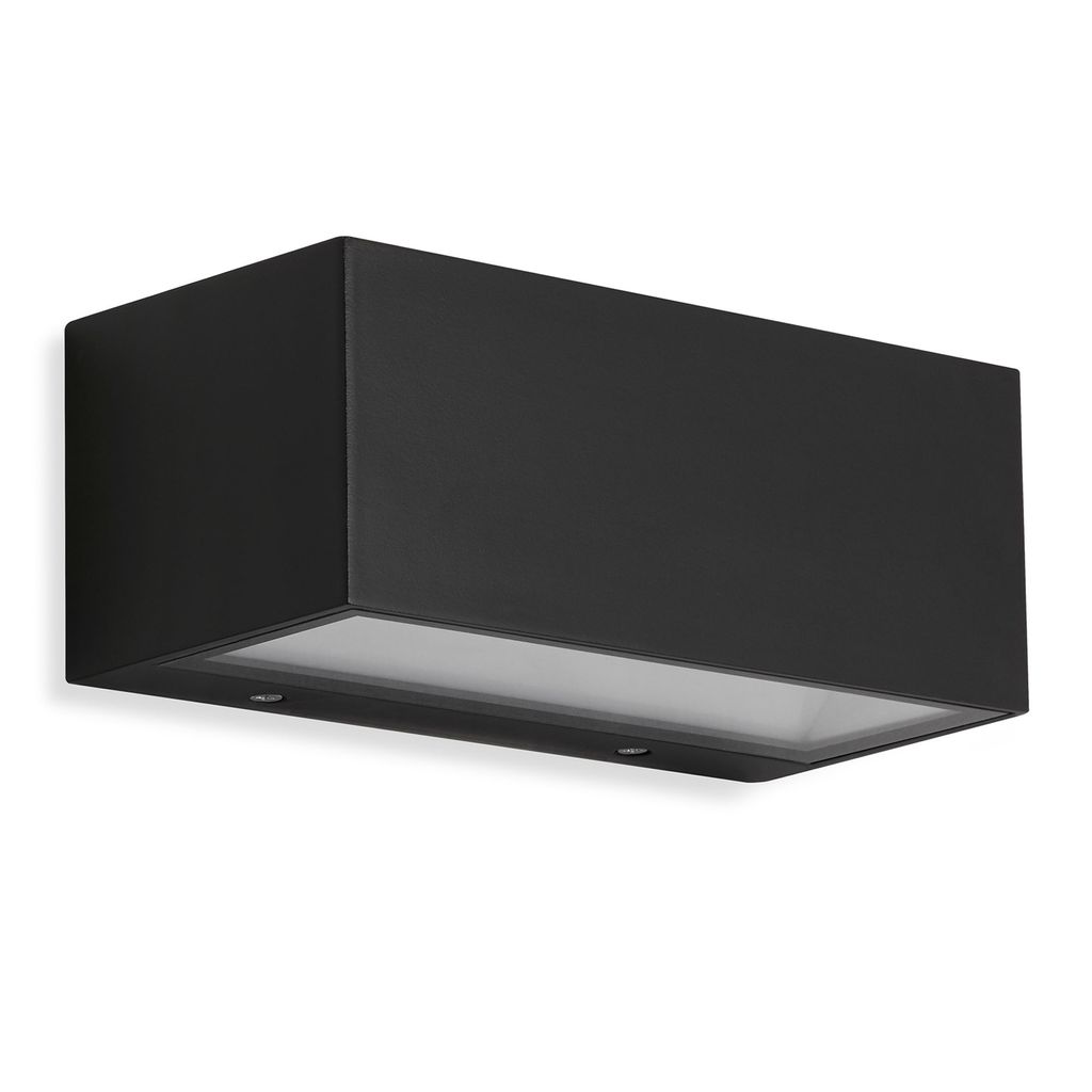 LED Außenwandleuchte Up- & Downlight 18x7x9cm - 1-flammig - Wandleuchte Hauswand Fassade Metall-Glas IP44 12W 1300lm 4.000K neutralweiße Lichtfarbe I schwarz 7
